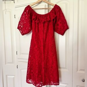 Red Zara lace dress